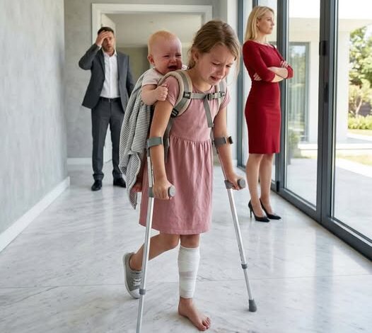 Ein Vater kam früher nach Hause und fand seine Tochter vor, wie sie sich über den Boden schleppte und dabei ihren schwachen kleinen Bruder hinter sich herzog – als sie aufblickte und flüsterte: „Papa … ich habe versucht, ihn zu beschützen“, verstand er endlich die Wahrheit über die Frau, der er all die Zeit vertraut hatte.